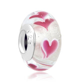Berloque Murano Corações Pink