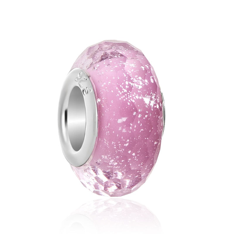 Berloque Murano Rosa Brilho