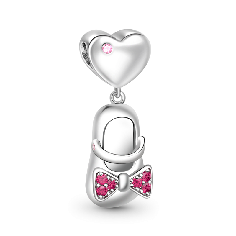 Berloque Sapatinho de Bebê Menina Rosa